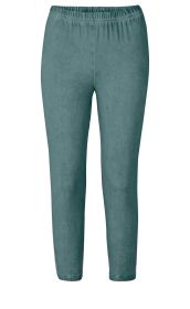 Baumwoll-Mix-Leggings in petrol, elastischer Bund, eng anliegend, glatte Oberfläche, knöchellang, schmal geschnitten, ohne Muster oder Verzierungen, schlichtes Design