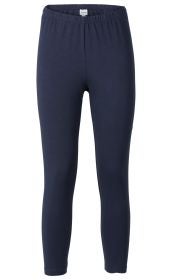 Dunkelblaue Baumwoll-Mix-Leggings mit elastischem Bund, schmaler Passform, knöchellang, ohne Muster oder zusätzliche Verzierungen, schlichtes Design, glatt verarbeitet