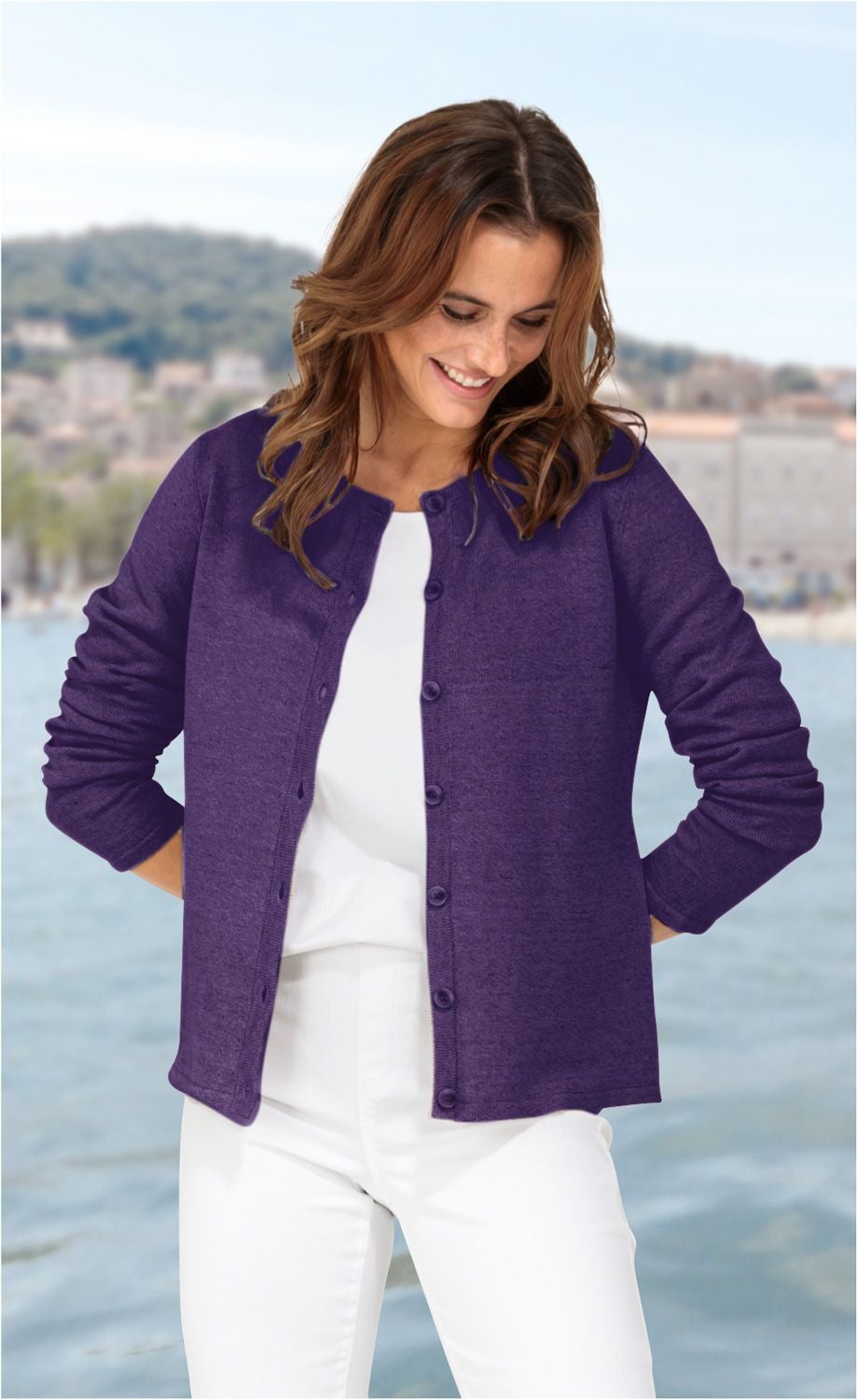 Leinen-Mix-Strickjacke