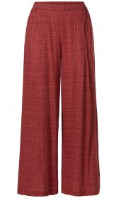 rote Viskose-Mix-Hose mit feinem Karomuster, weiter Beinverlauf, elastischem Bund und seitlichen Eingrifftaschen, locker sitzend, leicht strukturierter Stoff