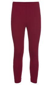 Viskose-Mix-Leggins in Dunkelrot, eng anliegend, elastischer Bund, ohne Muster, lang, aus leichtem, weichem Stoff, schlichtes Design