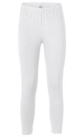 weiße Baumwoll-Mix-Leggings mit elastischem Bund, eng anliegend, knöchellang, ohne Muster oder Verzierungen, schlichtes Design