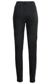 Schwarze Baumwoll-Mix-Hose für Damen, slim fit, hoher elastischer Bund, ohne sichtbare Taschen, hinten einfache Naht, knöchellang, mattes Finish