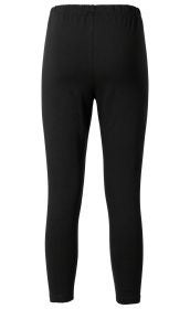 schwarze Baumwoll-Mix-Leggings, hinten, eng anliegend, elastischer Bund, lang, ohne Muster, schlicht, glatter Stoff