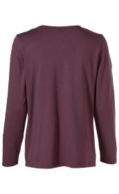 Baumwoll-Shirt in Dunkelrot, Langarm, Rundhalsausschnitt, Rückansicht, schlicht, unifarben